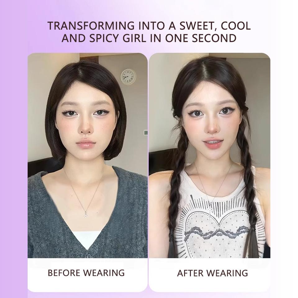 Synthetische Perücke, Pferdeschwanz, gedrehter Zopf, Perücke aus geflochtenem Haar, Perücke mit doppeltem Pferdeschwanz, geeignet für den täglichen Gebrauch.