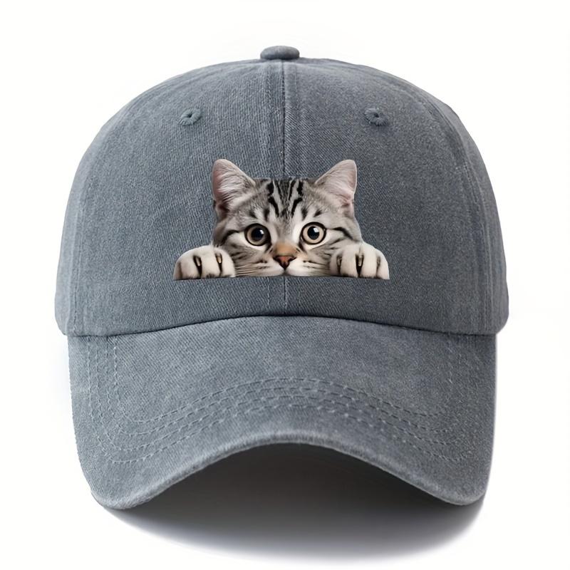 Cartoon Cat Pattern Retro Baseball Cap Outdoor Lightweight Duckbill Cap Travel Camping Fishing Truck Driver Father Duckbill Cap