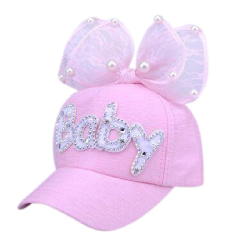 Children Adjustable Hat Baby Girl Casual Outdoor Letter Pattern Baseball Cap Breathable Visor Hats With Bowknot