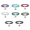 Unique 8mm Round Bead Adjustable Stretch Bracelet With Floral Detailing Pendant Stretchable Wristband Jewelry