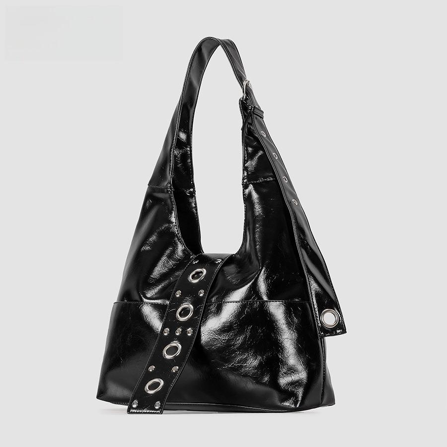 Women Top Handle Shoulder Bag Personality Rivet Satchel Tote Hobo Handbag Purse Bag