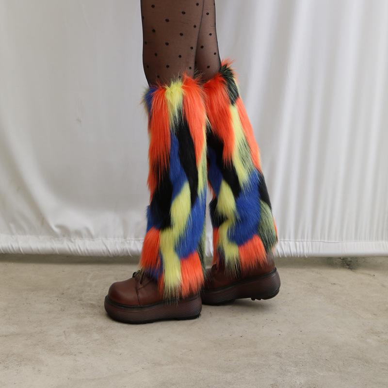 Pelz-Beinwärmer Damen flauschige Sockenabdeckung neue Imitation Fuchsfell Winter Kniepolster Beinabdeckung vielseitige Fußabdeckung warme Schuhabdeckung Trend