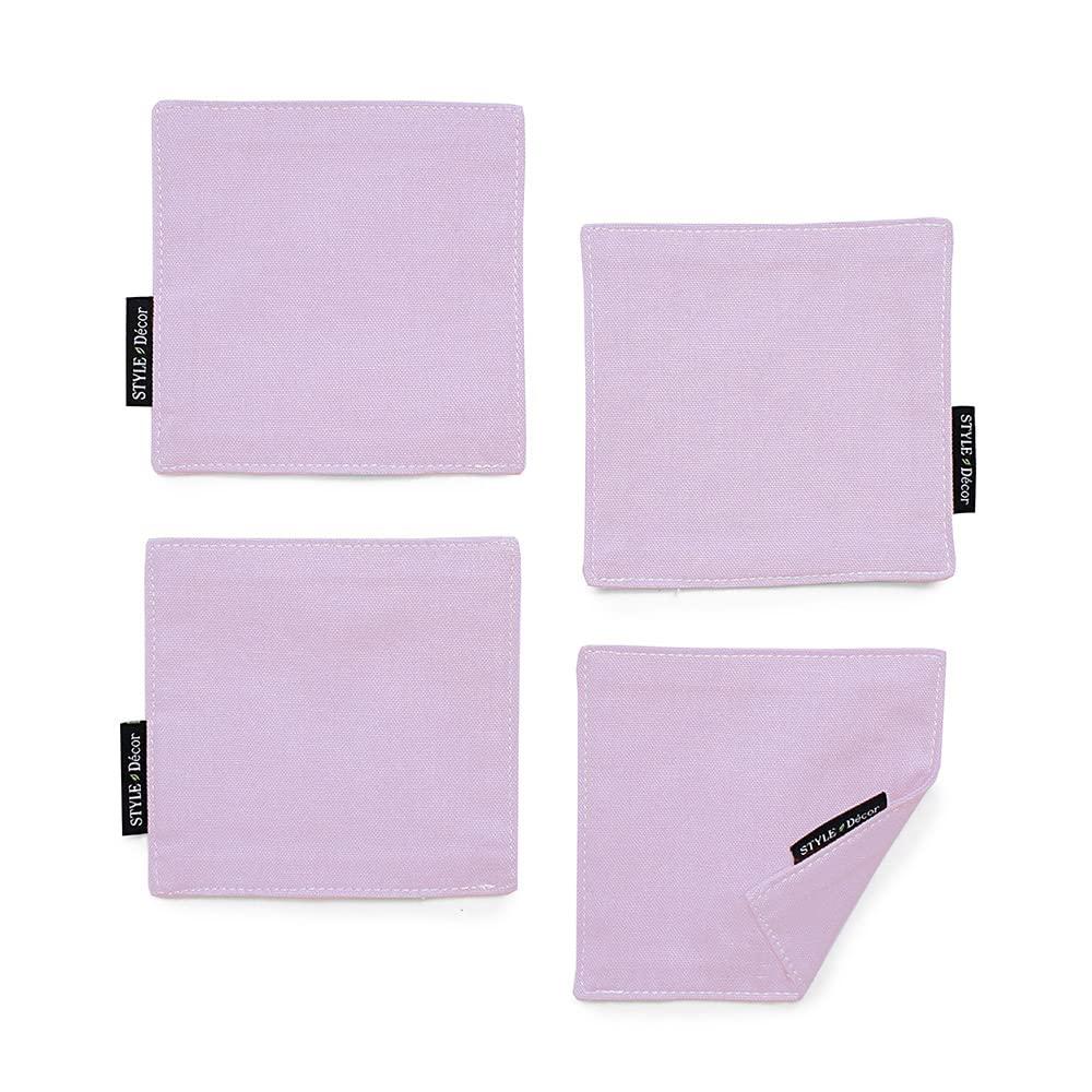 STYLE Decor Reversible Coasters, Stylish Fabric, Washable, Set of 4, Nordic Style, Solid Lavender, W3002920
