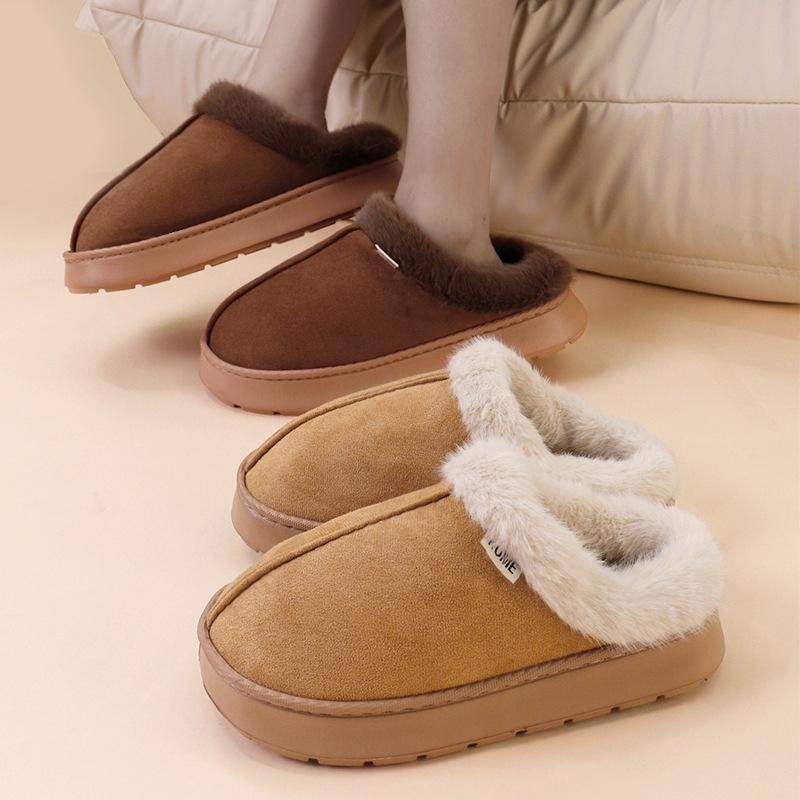2025 new home thermal cotton slippers autumn and winter plush indoor winter thick-bottomed home slippers