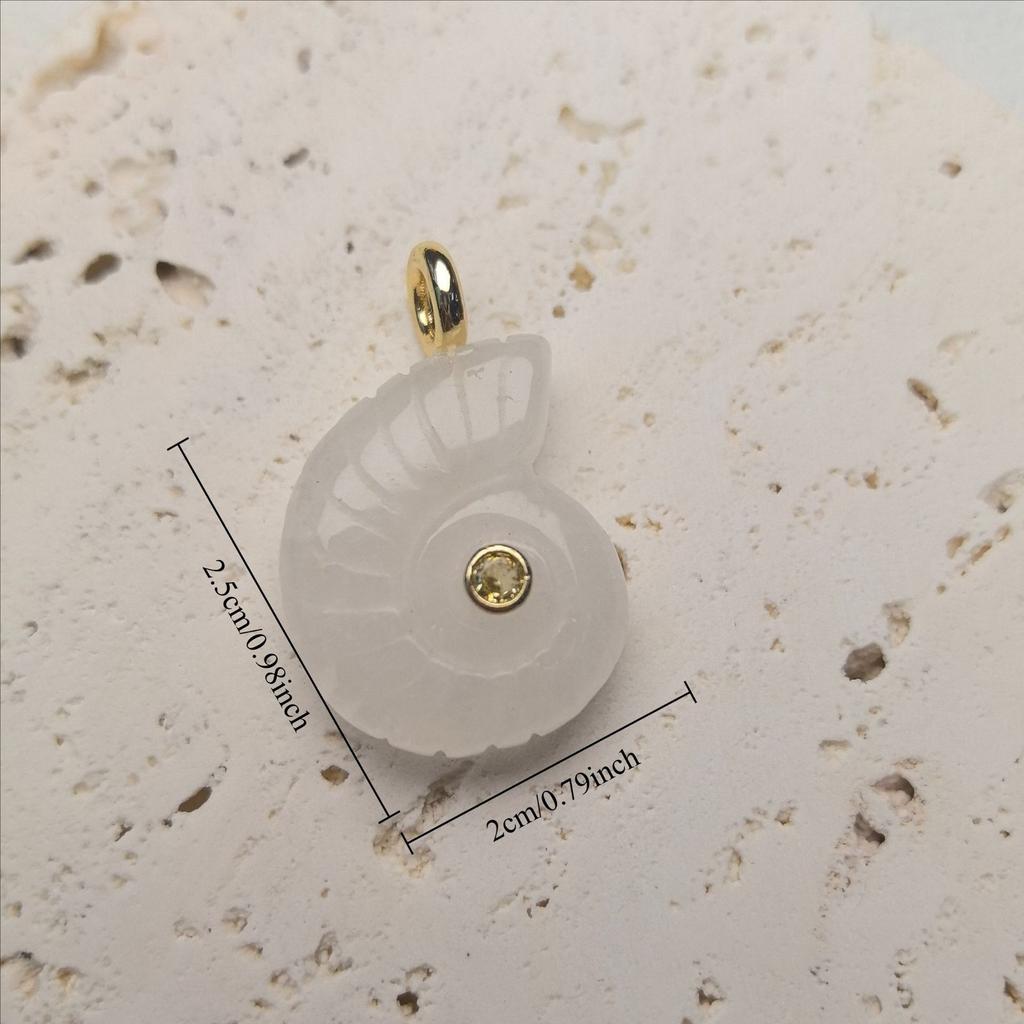 1pc Natural Stone Snail Shape Pendant Charm Amethyst Tiger Eye Carved Crystal Shell Jewelry Gift
