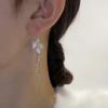 2023 Elegant Korean Rhinestone Leaf Tassel Ear Cuffs - Women's Trendy Anti-Lost Long Earrings