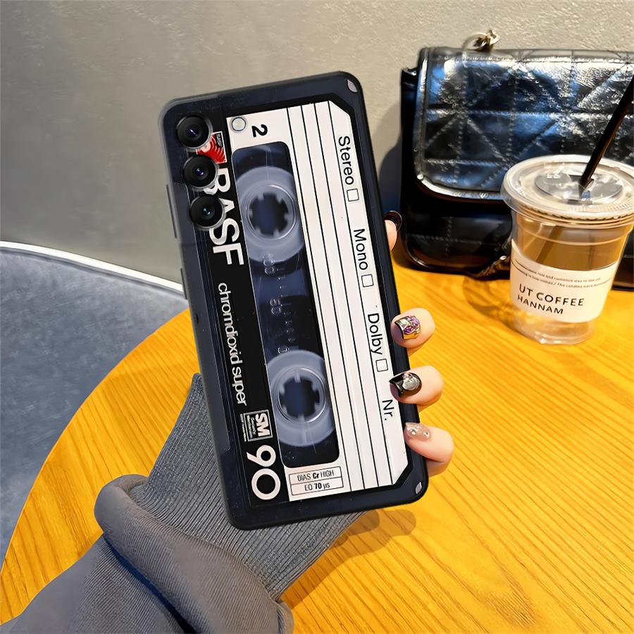 Retro Cassette Tape Case for Samsung Galaxy A41 A24 A55 A26 A72 A36 A23 A53 A32 A22 A52 A51 A73 A35 A25 A71 Black Soft Phone