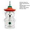 Teddy Bear Glass Sippy Cup with Straw BPA-Free 580ml Large Capacity Glass Tumbler for Cold Drinks Homemade Beverage Container