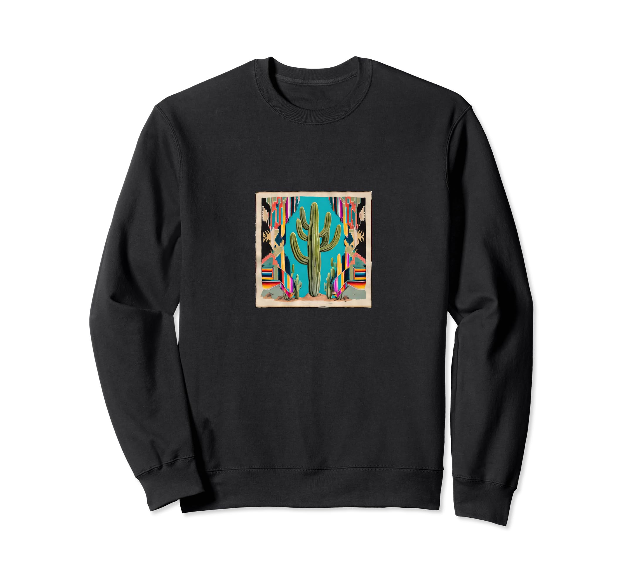 

SAGUARO Colorful Serape Mexican Blanket Fabric, Celebratory Cactus Sweatshirt