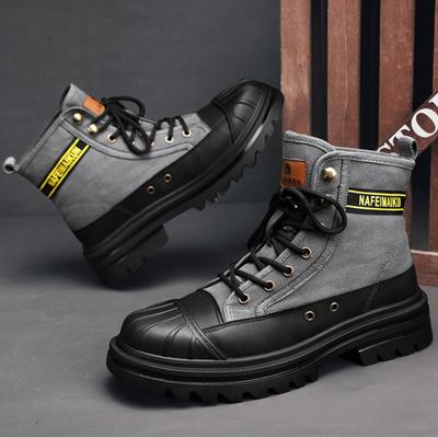 Men's Canvas Shoes Fashion Work Boots High Top Desert Boots Wear-resistant Men Boots Autumn Mens Platform Casual Shoes New Botas