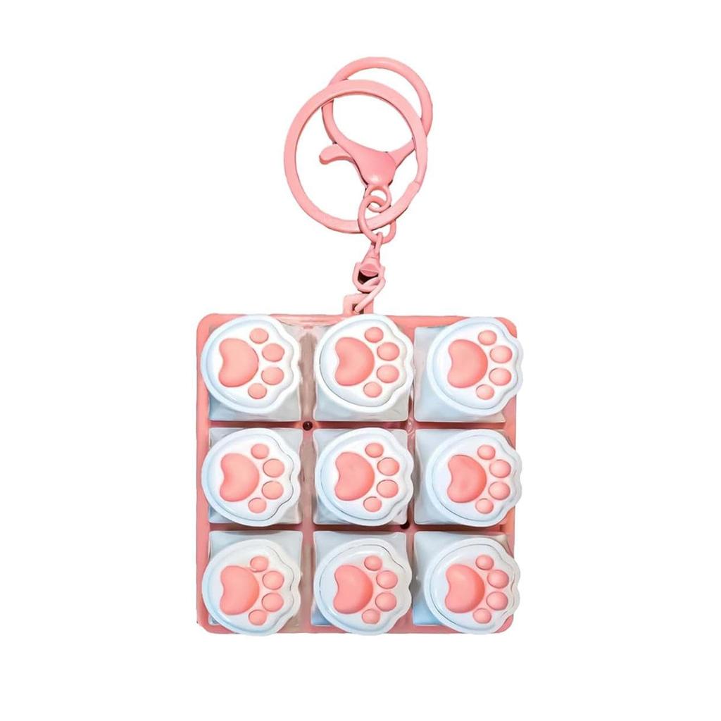 Cat Paw 9-in-1 Sound Fidget Keyboard Clicker W/ Keychain Portable Keyboard Clicker Fidget for Adults and Kids