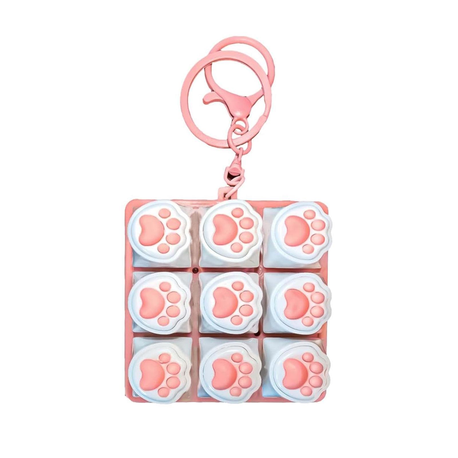 Cat Paw 9-in-1 Sound Fidget Keyboard Clicker W/ Keychain Portable Keyboard Clicker Fidget for Adults and Kids