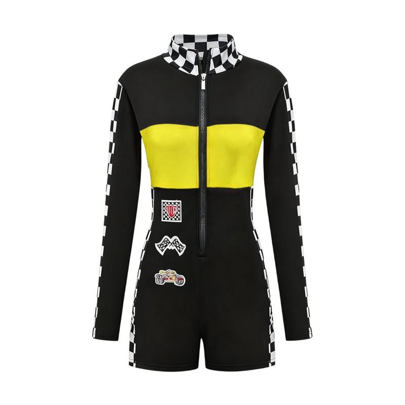 Womens Racing Bodysuit Cosplay Costume Stage Performance Outfit F1 Style Motorbike Suit S-XXL