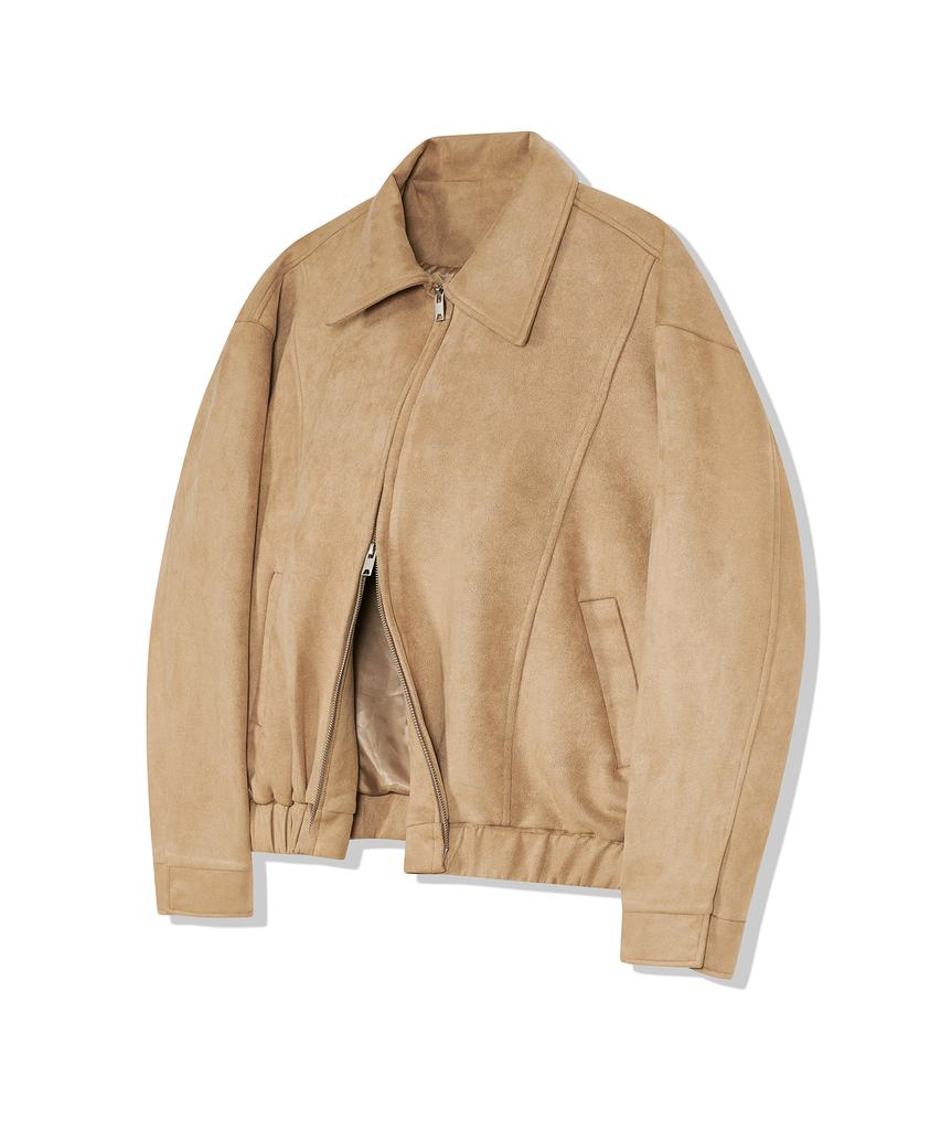 Ironyporno Whiteline 86-Iro231 Curved Stitch Blouson Suede Jacket Camel