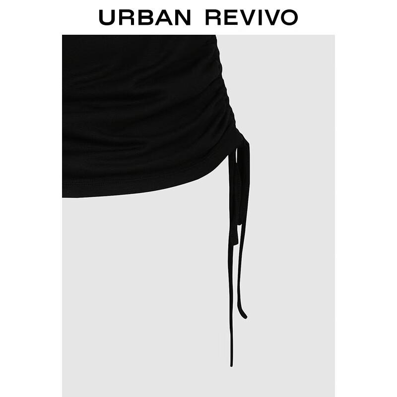 UR 2025 Women's Pleated Contrast Collar Short Sleeve T-shirt