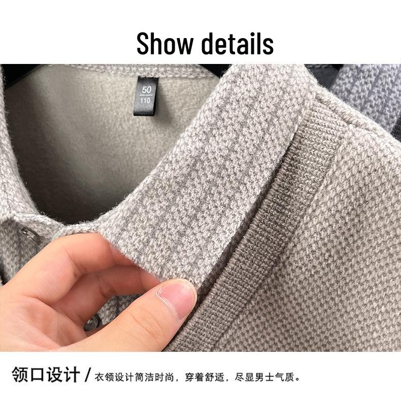 Woodpecker Herrstickad Tröja med Fleecefoder 2025 - Tjock, Varm, Tvådelad Vinterstil