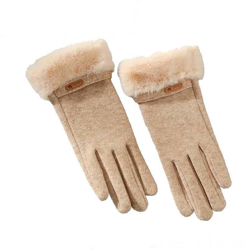 Warm Gloves  Female Fingers Velvet Padded Cashmere Like Students' Hands Anti Freezing Cold Proof and Windproof  Driving and Cycling.