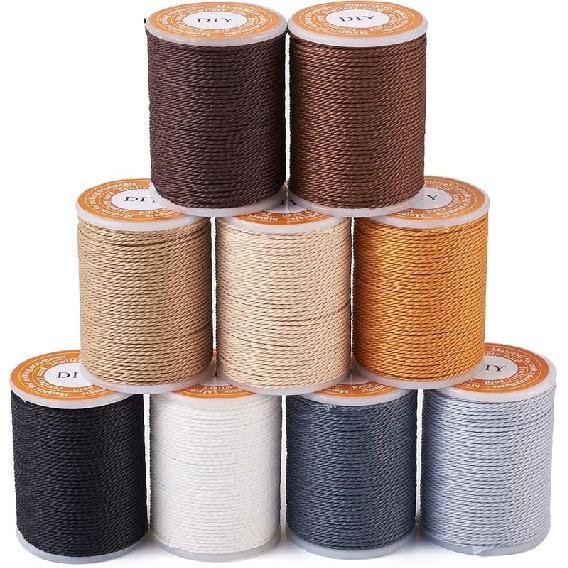Craftdady 9 Rolls 1mm Waxed Polyester Twine Cord Macrame Braided Bracelet Making Beading Thread String Twisted Trim Cord for Friendship Jewelry