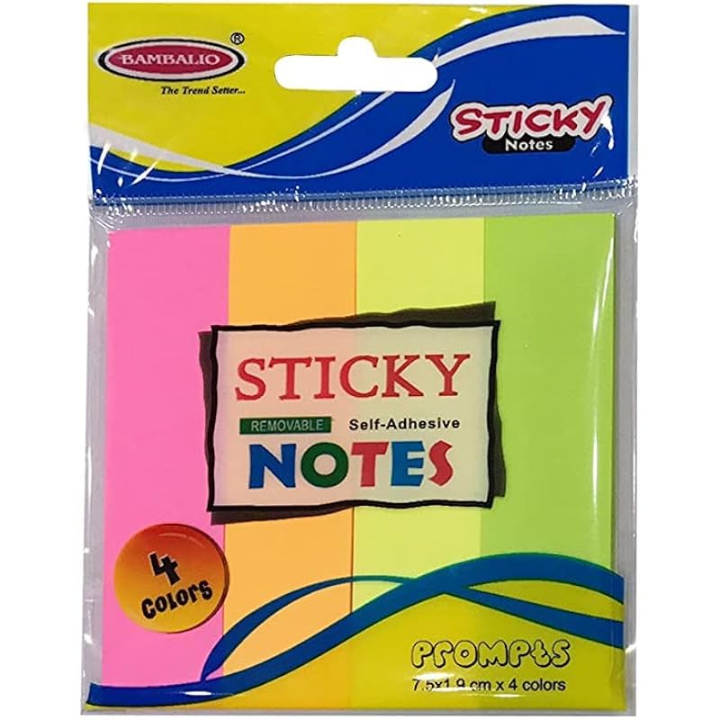 Bambalio SN-40 Sticky Note Pad - 3 x 1 inch,4 Neon Colour Prompts, 40 Sheets/Prompt,Pack of 3 13