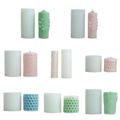 Moule à Bougie Cylindrique 3D en Silicone Nid d'Abeille Fait Main DIY Bougie d'Aromathérapie Cire Argile Artisanat pour Maison Mariage Dîner