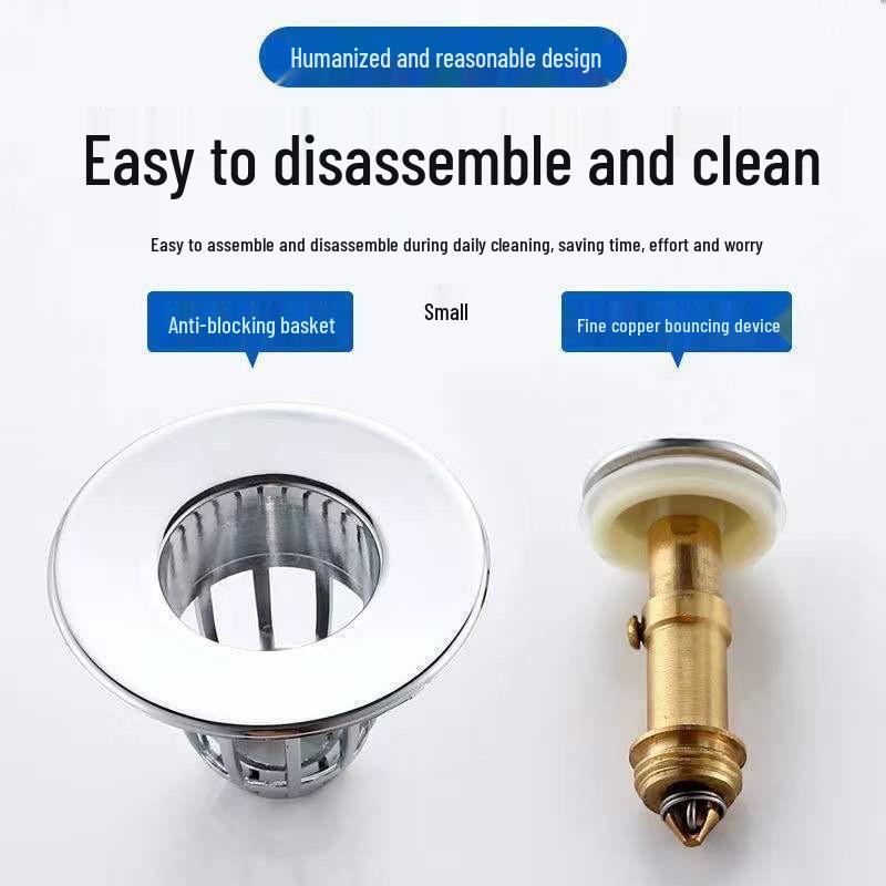 Anti-Odor Copper Pop-Up Washbasin Drain: Insect-Proof, Anti-Clogging, Leak-Proof Plug Accessory
