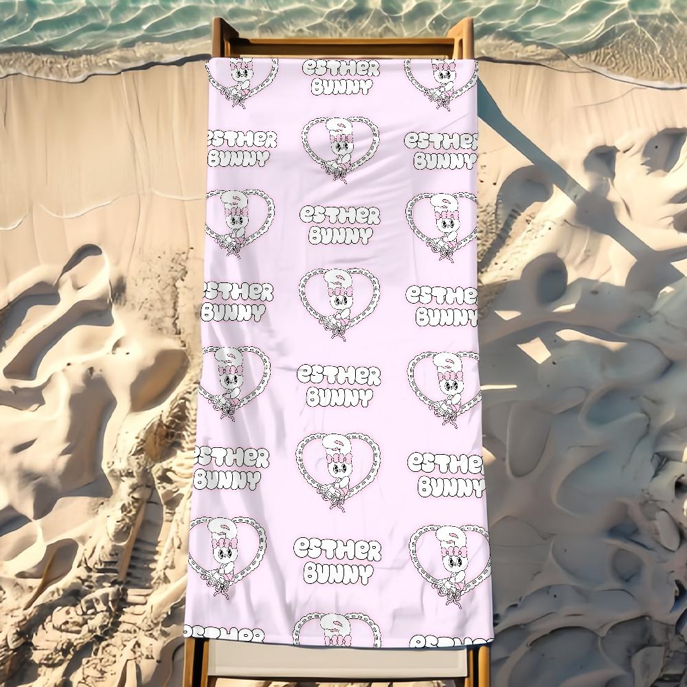 Brand E-Esther Cute B-Bunny Rabbit Beach Towel Travel Lightweight Skin Friendly For Pool Beach Camping Cruise Summer