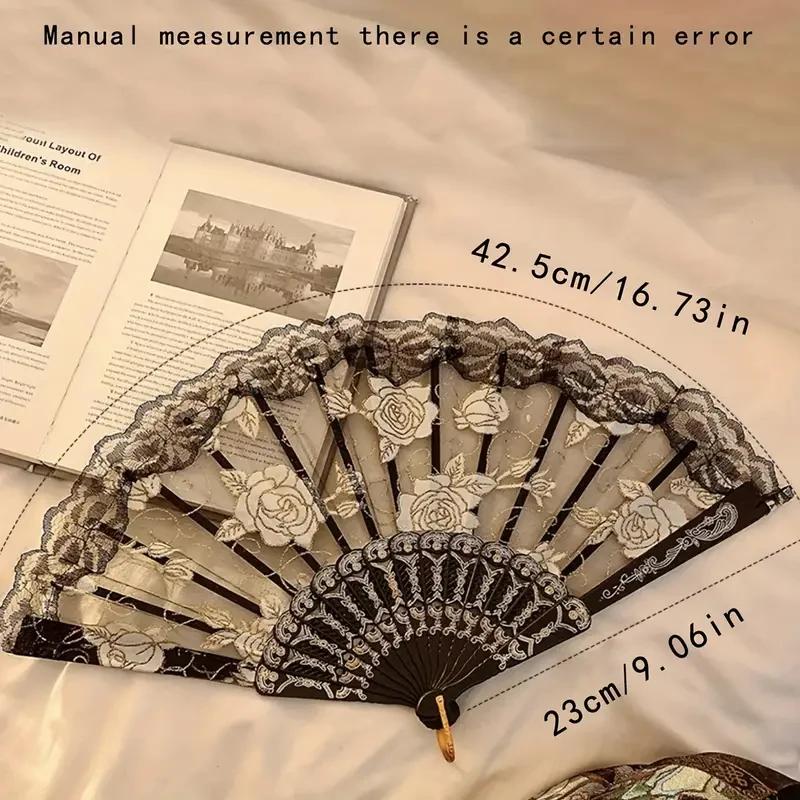 Chinese Style Folding Fan Lace Dance Fan Photo Props Embroidered Decorative Hand Fan Ornament Wedding Party Favor Gift  Hand Fan
