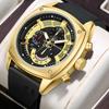 BORUSE Classic Casual Men's Watch Large Dial Sport Chronograph Quartz Watch Fashion Waterproof Calendar Men's Analog Watch with silicone strap watch