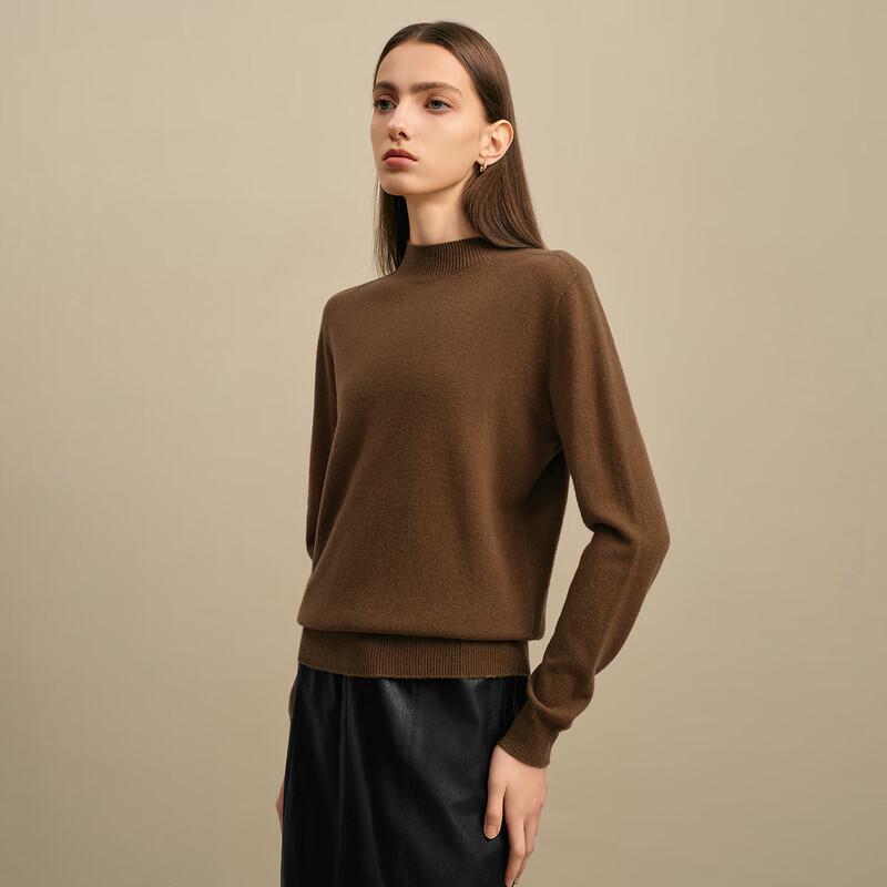 Elva' Island Women's Semi-High Collar Wool Knit Sweater