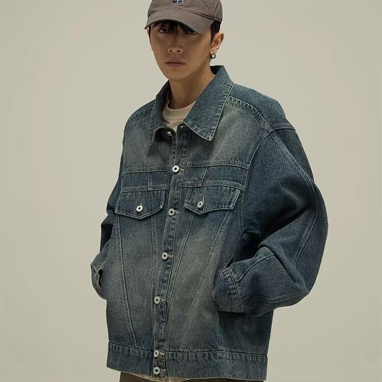 Retro Denim Jacket: Trendy Street Style, High-End Vibe, Cool and Versatile for Couples
