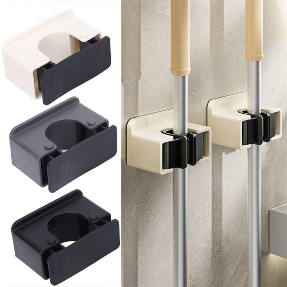 Multipurpose Mop Clamp Wall Mounted Bathroom Rack Durable Mop Storage Holder