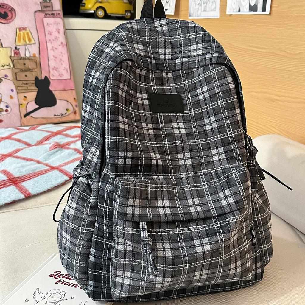 Schultasche Britischer Retro-Karopack Rucksack Mädchen Mittelschülerin Schultasche Große Kapazität Ins High School College Student Vielseitiger Rucksack