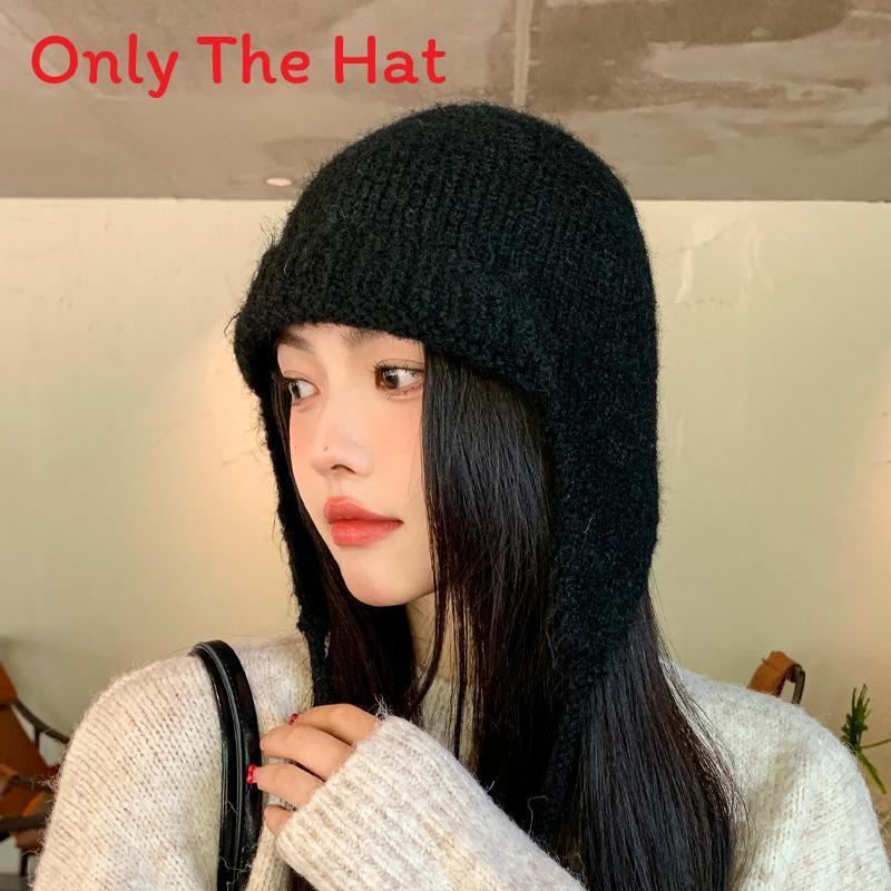 Style Knit Cap For Autumn And Winter With Warmth And Wind Resistance чёрный