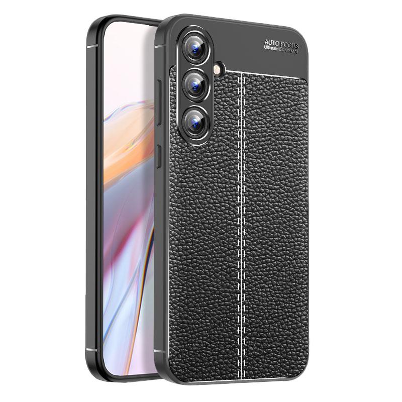 

For Samsung Galaxy A55 5G Case Shockproof Litchi Texture TPU Shell Slim-fit Phone Cover Black