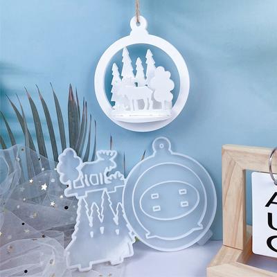 Silicone DIY Christmas Pendant Moulds Christmas Hanging Decor Plaster Mould 3D Xmas Hanging Pendant Mold for Party Decor