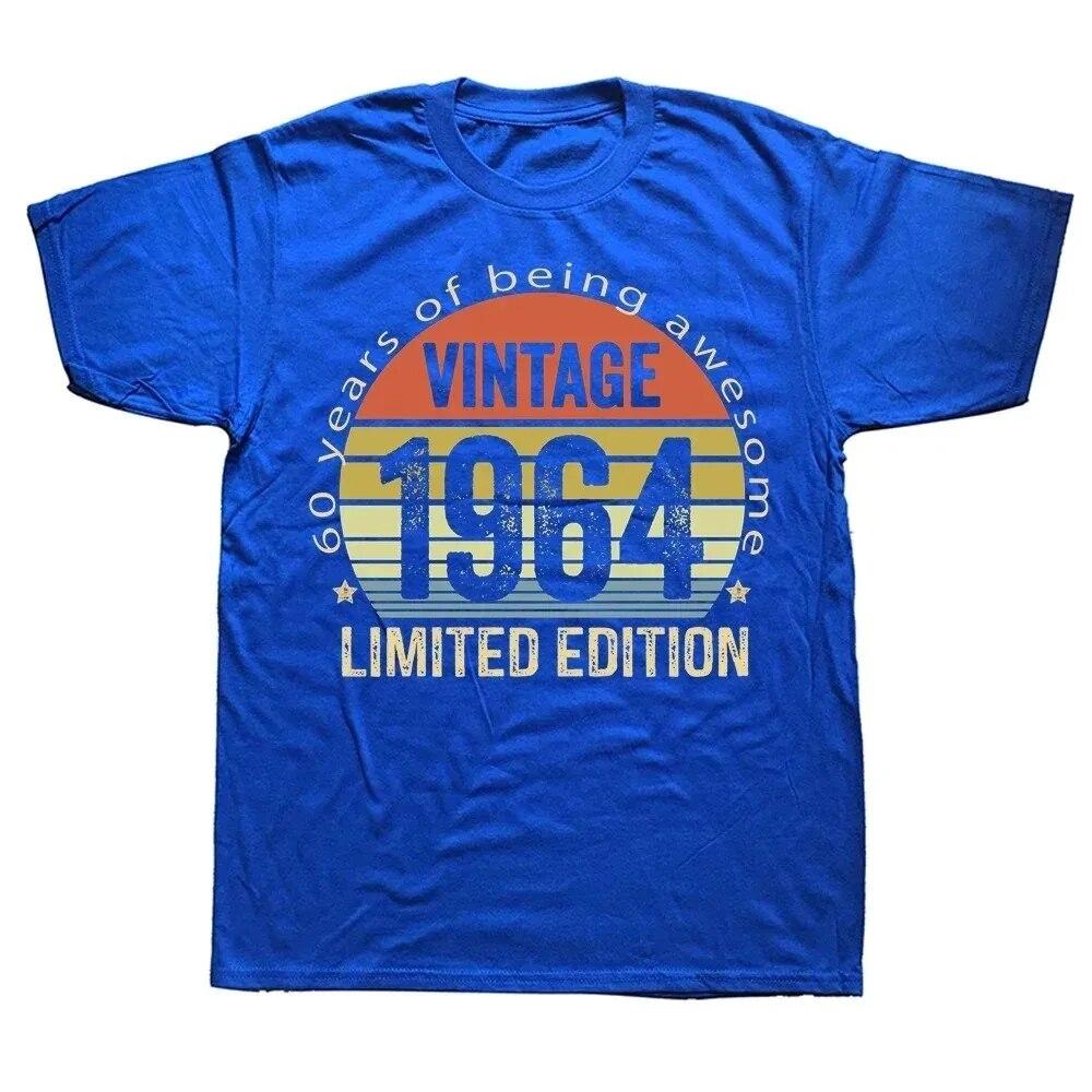 2024 Unisex Women Birthday Anniversary T-shirts 1964 60 Years Old Limited Edition Vintage Cotton T Shirt Gift Short Sleeve Tee Tops