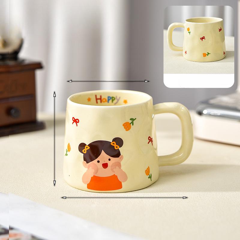 Cartoon Parent Child Cup Parents Milk Breakfast Cup Drinking Water High Temperature Resistance Ceramic Water Cup Household Mug Cute