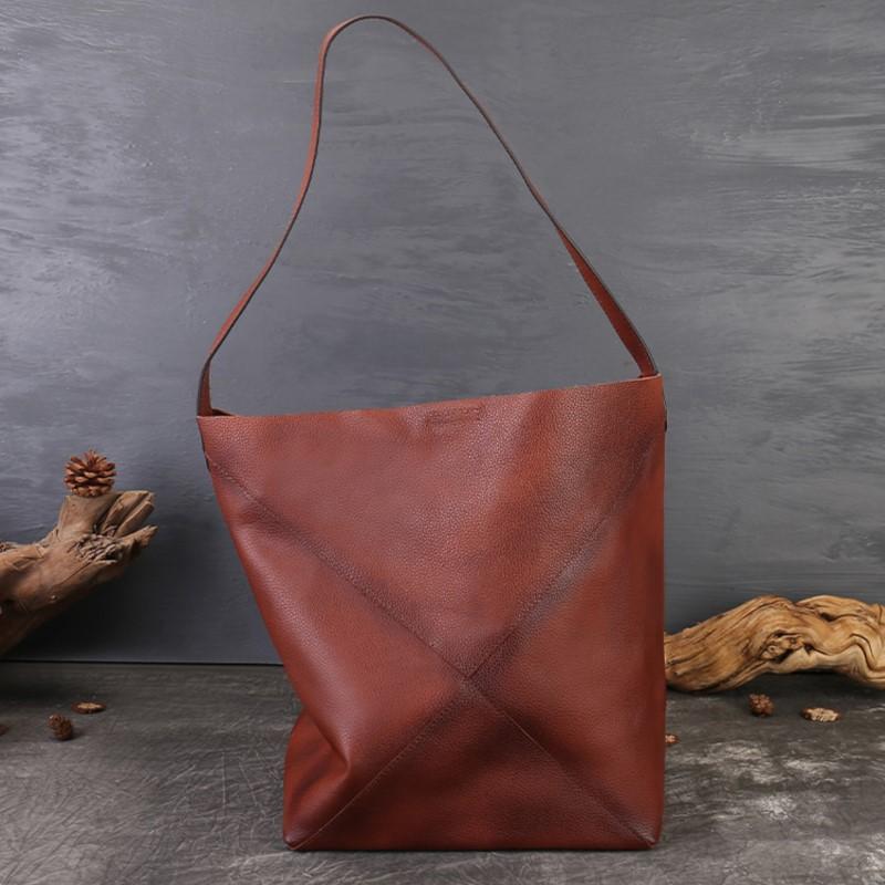Johnature Borsa da Donna Retro di Grande Capacità Borsa a Tote in Vera Pelle Borsa a Spalla Versatile in Morbida Pelle di Mucca