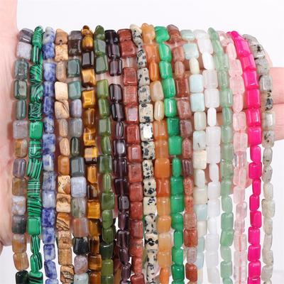6X8MM Natural Stone Beads Square Shape Beading Rectangle Quartz Gem Beads For Jewelry Making DIY Bracelet Accessories Wholesale