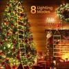 LED Christmas Climbing Ladder Lights with USB Santa and Colorful Stars for Outdoor Decoration