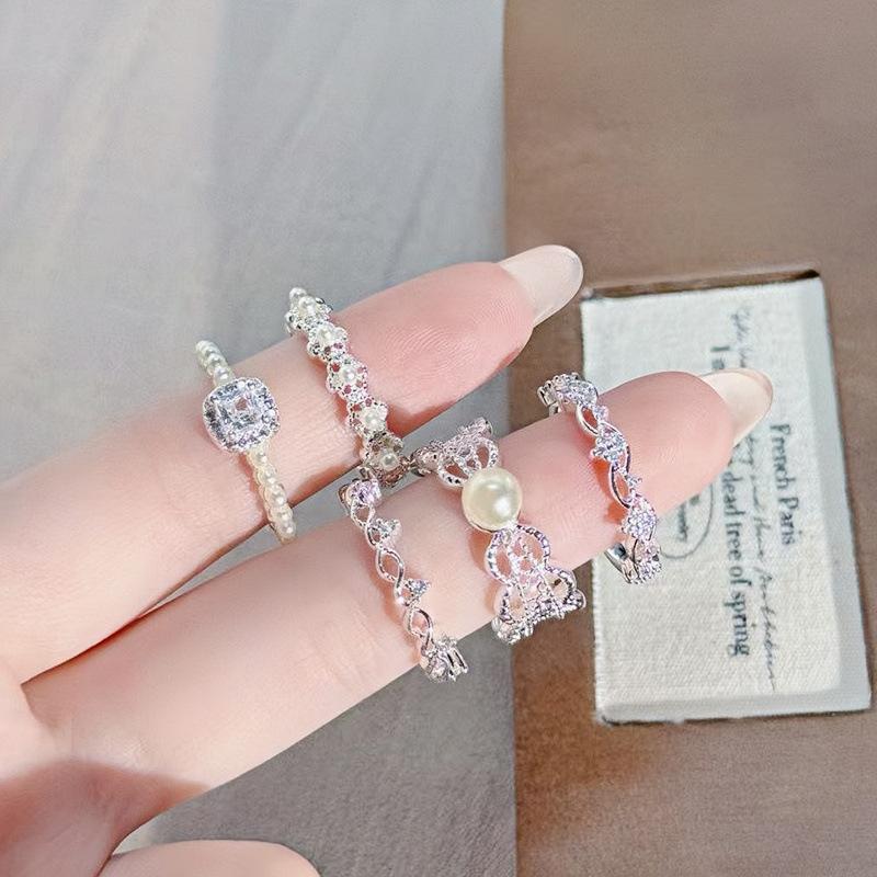 Spitze Spitze Zirkon Perle Öffnungsring Exquisit Prinzessin Unterwegs Nischen Design High-End Freundin Ring Frau