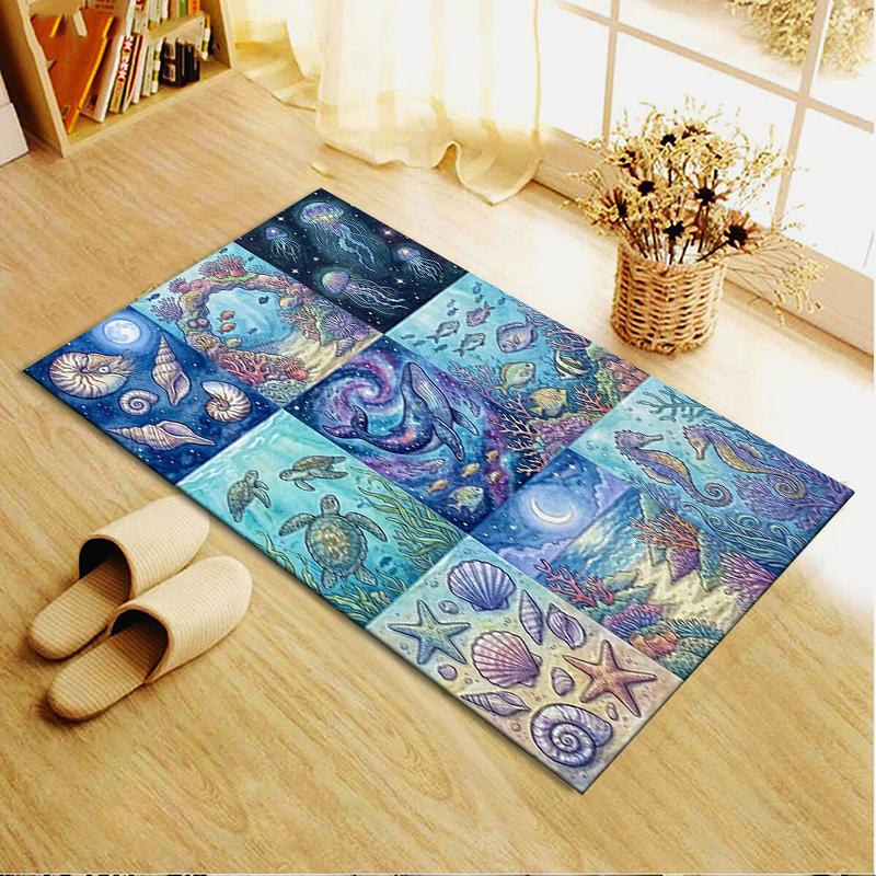 2025 New Dreamy Watercolor Ocean Carpet Rug for Living Room Bedroom Home Sofa Decoration,Kids Play Non-slip Floor Mat04