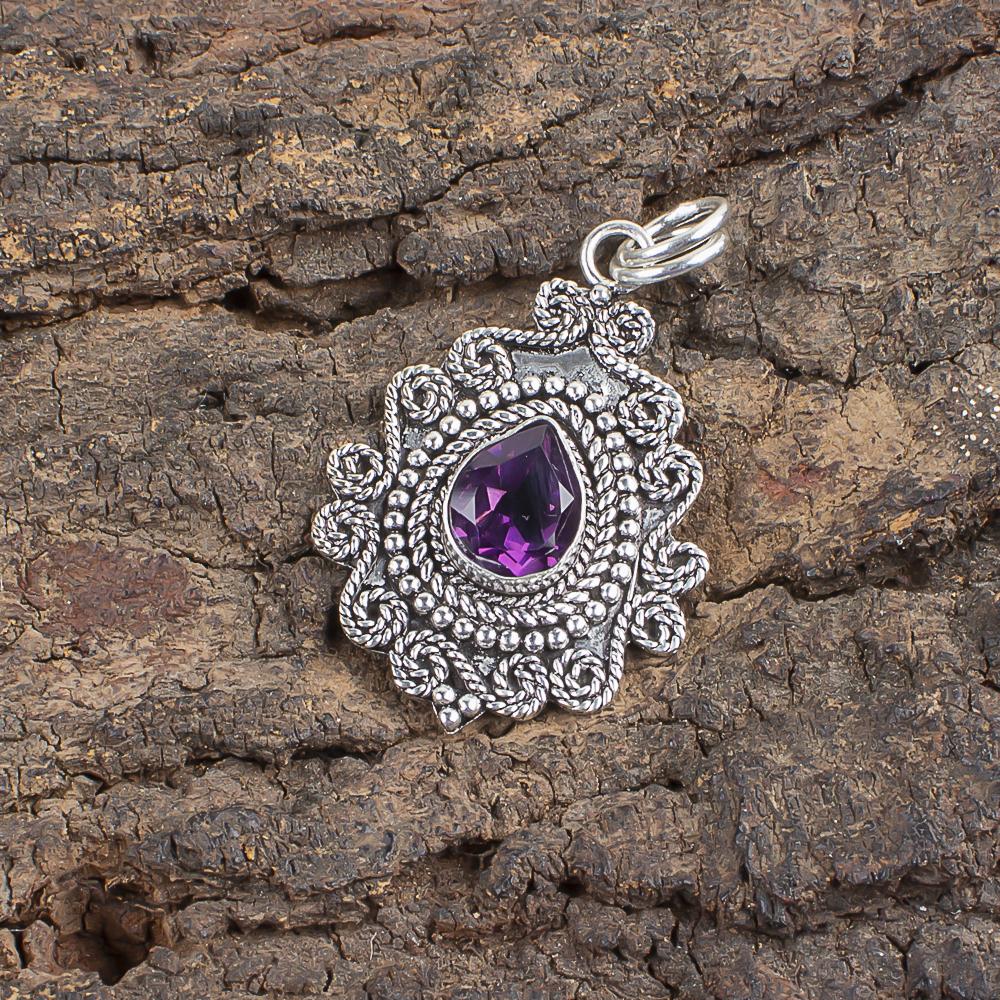 African Amethyst Pendant, 925 Solid Sterling Silver Gemstone Jewelry, Handmade Pendant, For Thanksgiving Gift