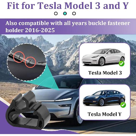 4Pcs Wiper Washer Hose Retention Clips Compatible with Tesla Model 3 and Y, UV Weather Resistance, Fit for All Years Buckle Fastener Holder 2016-2025