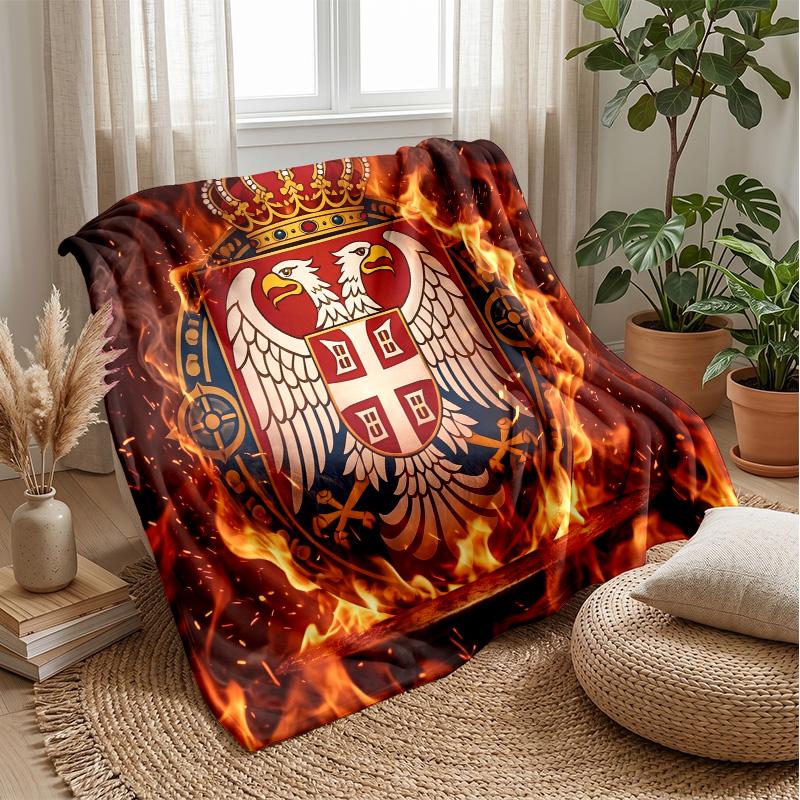 Coperta in Flanella Stampata Serbia Amica della Pelle Calda Decorativa Plaid per Divano Letto Interno Uso Quotidiano