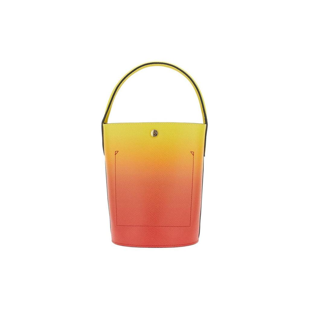 Longchamp Épure 17 Short Handle Snap Closure Leather Bucket Tote Bag Women Tote Bags Yellow Lemon-Yellow 10161HCKH85