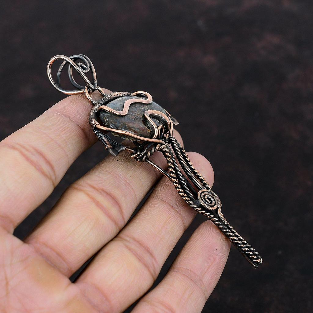 Kyanite Pendant Copper Wire Wrapped Gemstone Pendant Handmade Boho Hippie Pendant Copper Jewelry Elegant Pendant Gift For Him Unique Jewelry