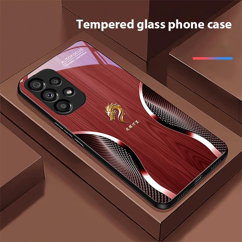Holz Drache Schwarz Für Samsung Galaxy S 8 9 10 20 Plus 21 FE 22 23 24 Ultra S7 Edge Schwarz Gehärtetes Glas Handyhülle Hartschale