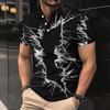 Trendy short-sleeve polo shirt with abstract line print, perfect for casual daily wear.