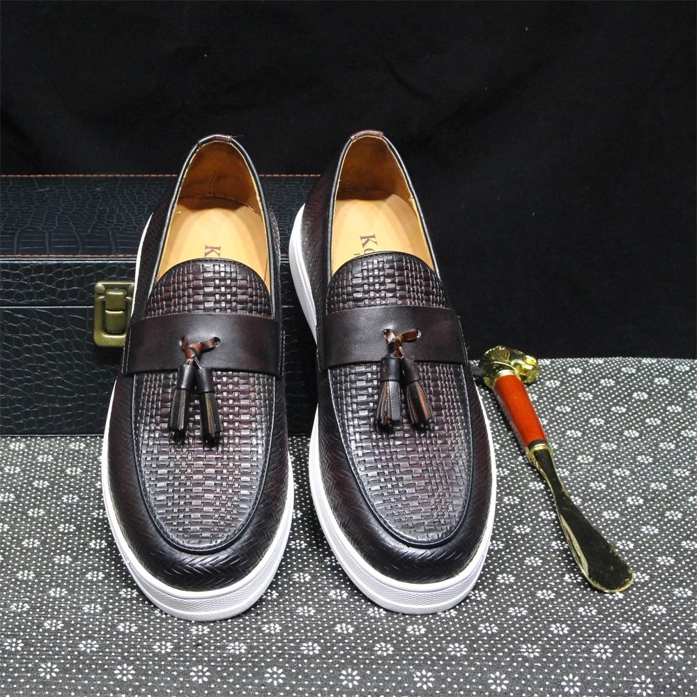 Fashion Classy Men's Flat Sole Tassel Penny Loafers Black Brown Genuine Leather Moccasins Slip-On Casual Sneaker Driving Shoes for Men